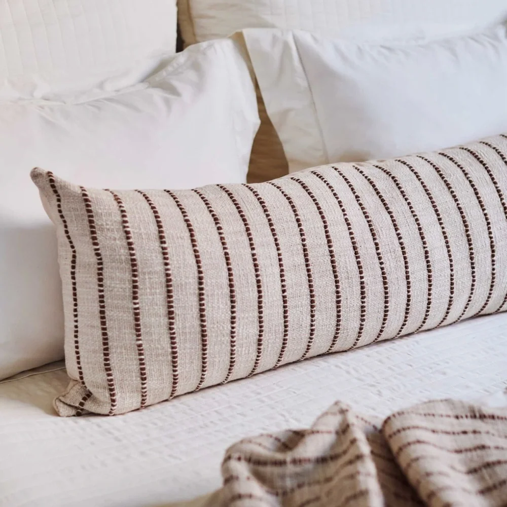 Pom Pom at Home Cream & Brown Striped Pillow case designed for Jojo Body pillow